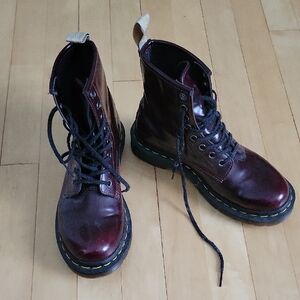 Dr. Martens Burgundy Vegan Leather Boots - 6
